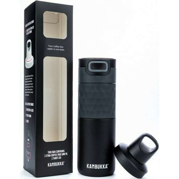 Termos, Kambukka, Otel inoxidabil, 500 ml, Negru