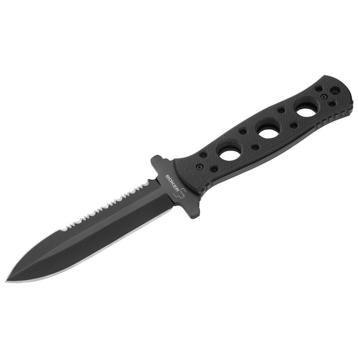 Нож, BOKER PLUS, Steel-Mariner, 225 mm, Назъбено/Гладко острие от неръждаема стомана, Черен