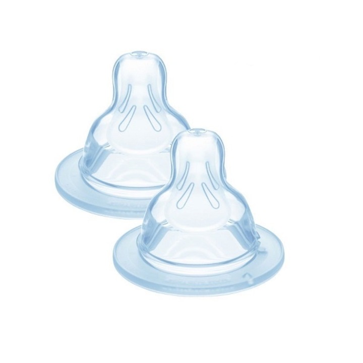 Tetina MAM cu debit mediu, Silicon, 2+ luni, 2 buc, Transparent