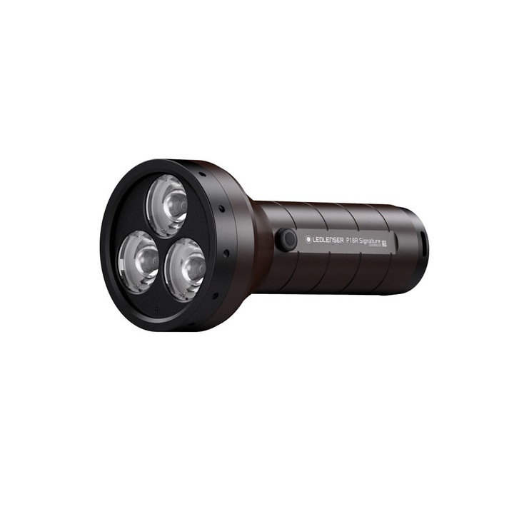 Фенер, LEDLENSER, P18R, 4500lm, Батерия/USB, Черен/Кафяв