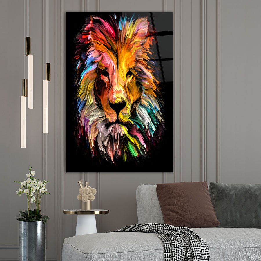 Tablou Sticla, Spectrum Lion, 80x120cm - eMAG.ro