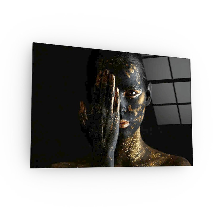 Arthub, Üvegkép, Black and Gold Girl, 80x120cm