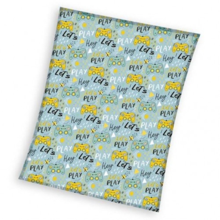 Patura copii, Carbotex, Model console de joc, Poliester, 130 x 170 cm, Multicolor