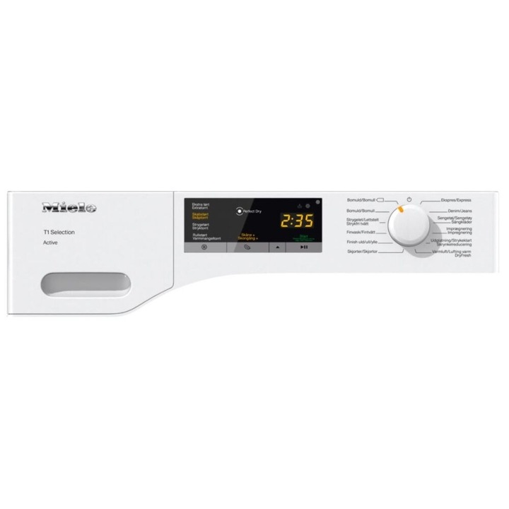 Uscator de rufe Miele TSA233WP, Pompa de caldura, 7 kg, Clasa B, Tehnologie EcoDry, Sistem parfum FragranceDos, Alb