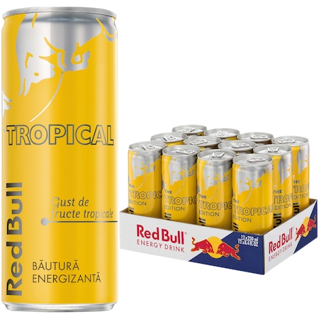 Bautura energizanta Red Bull, aroma Fructe Tropicale, 12 x 250ml