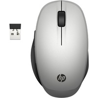 Mouse wireless HP 300 Dual Mode, bluetooth/dongle USB 2,4GHz (pana la 2 dispozitive), autonomie max. 15 luni, LED status baterie, 3600 DPI, 5 butoane, baterie AA inclusa, argintiu