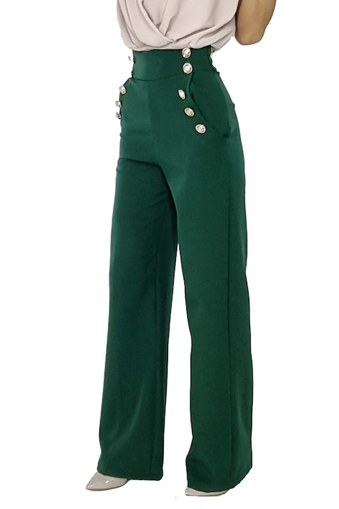 Елегантен панталон Palma с висока талия, Тъмнозелен