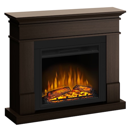 Semineu ECOFLAME - Lisabona wenge SLIM LINE 110 x 95 x 25cm, flacara 3D de 23 inci, sistem incalzire