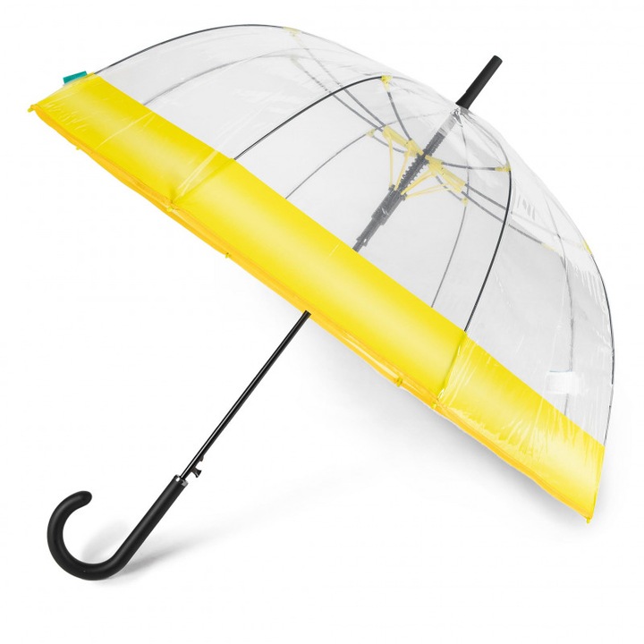 Umbrela dama automata Perletti, forma cupola, cu margine galbena