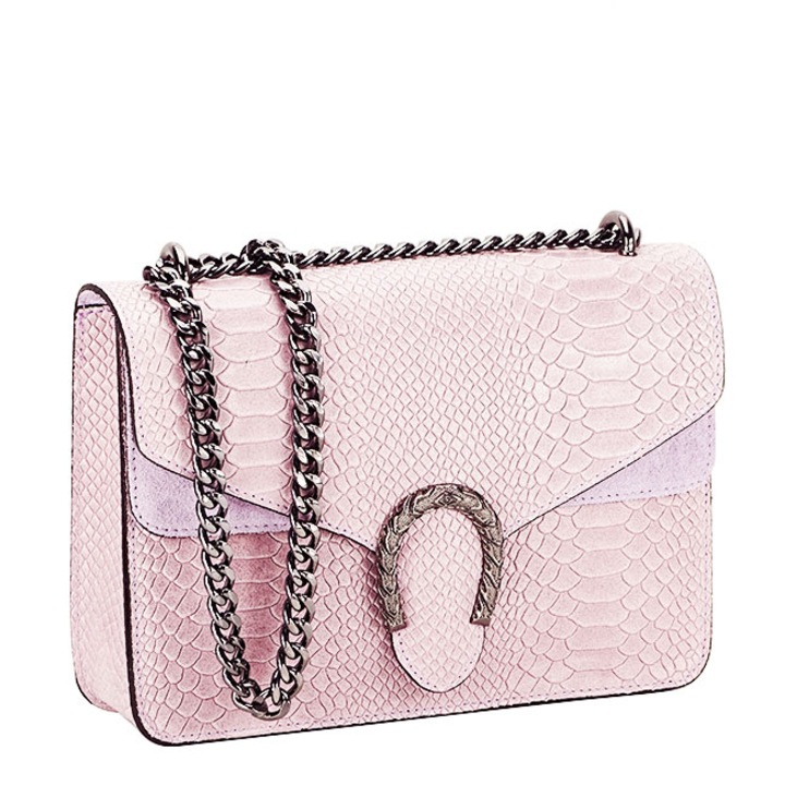 Geanta roz din piele naturala 1524 123, Mov deschis