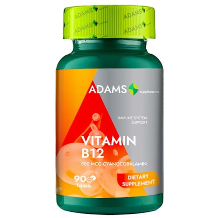 Vitamina B12 500mcg 90tab, Adams Supplements