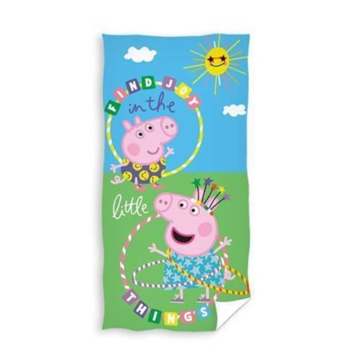 Плажна кърпа, Carbotex, Модел Прасе Пепа, Памук, 70x140 см, Многоцветна