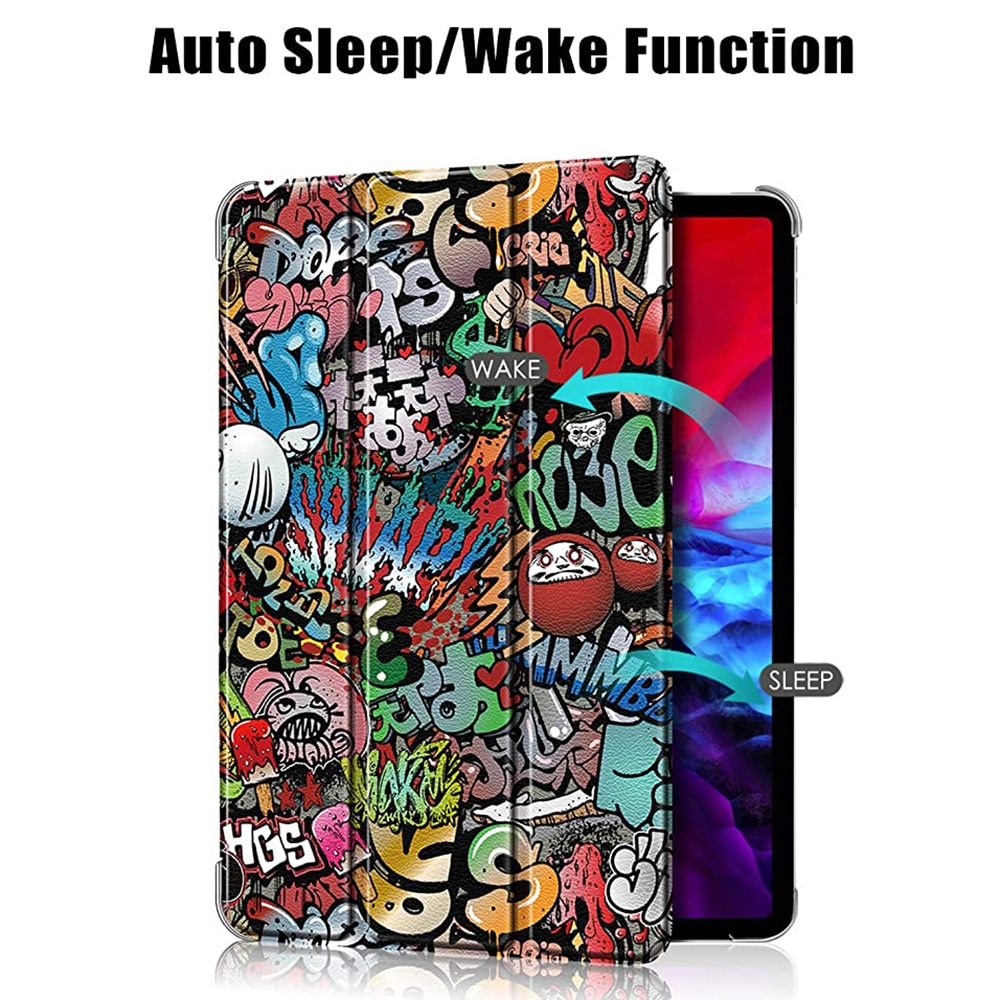 Husa book cover compatibila cu Huawei Pad 5 Pro 12.4, piele ecologica cu design Graffiti, Multicolor