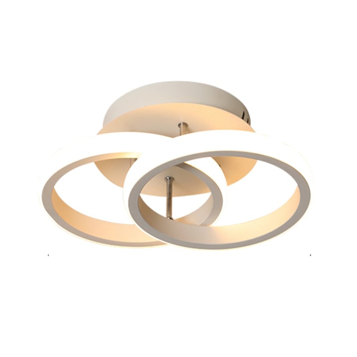 LED плафониера, Алуминий, 220v, 22w, Двоен кръгъл кръст, Размер 25 * 17 ...