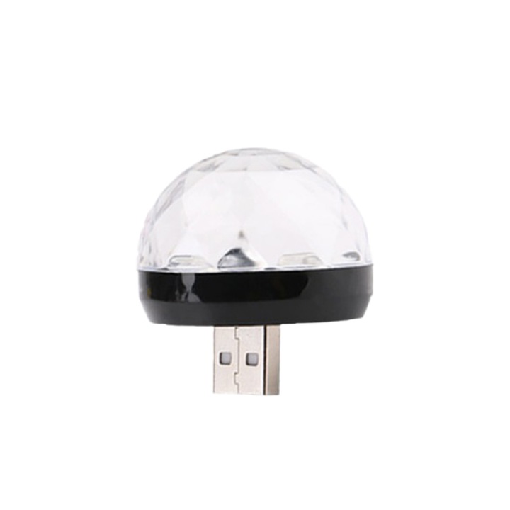 Mini Lampa Led Multicolor Disco, Magic Ball, Senzor Muzica, Adaptor Tip C Inclus, Negru