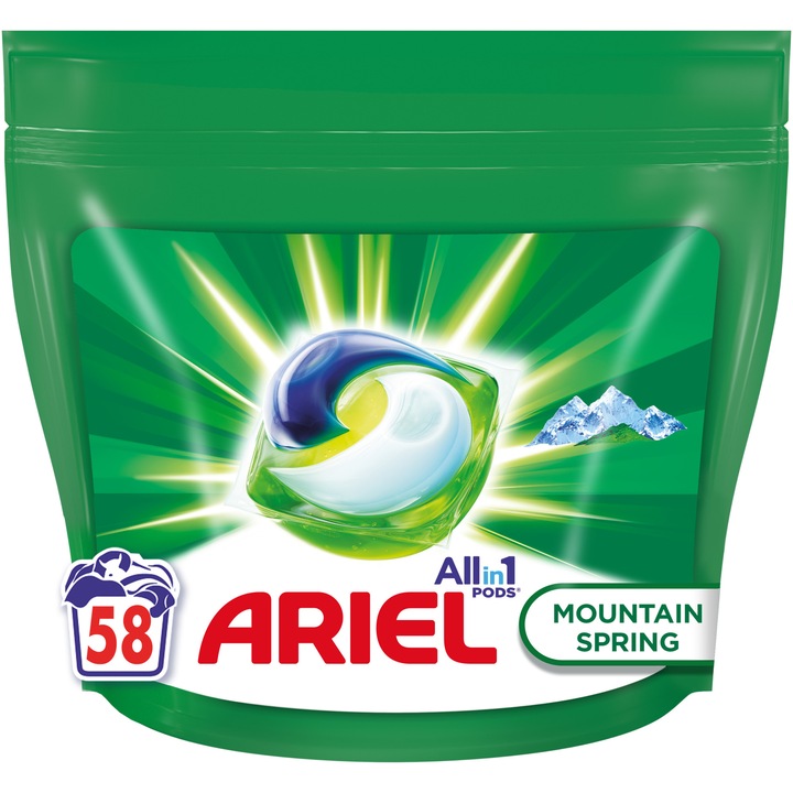 Капсули за пране Ariel All in One PODS Mountain Spring, 58 пранета