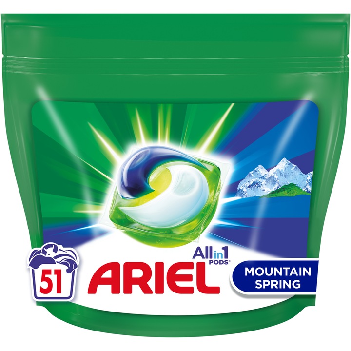 Капсули за пране Ariel All in One PODS Mountain Spring, 51 изпирания