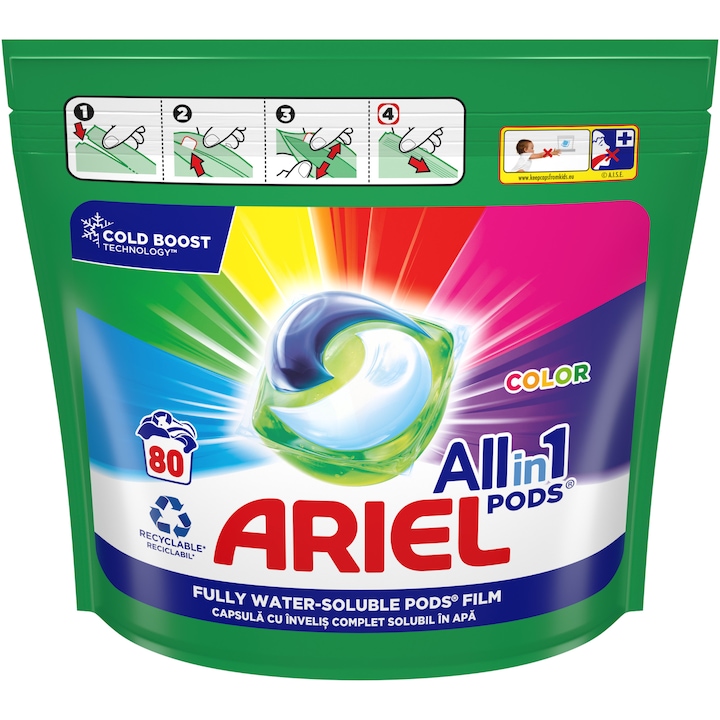 Капсули за пране Ariel All in One PODS Color, 80 изпирания