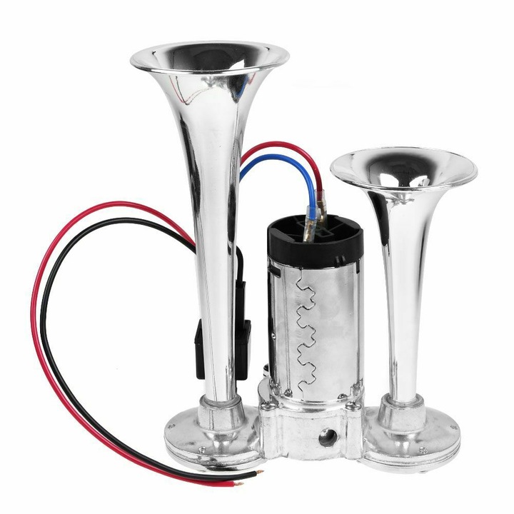 Claxon cu compresor, 12V, accesorii de conectare incluse, 95db, rezistent la intemperii, Barste