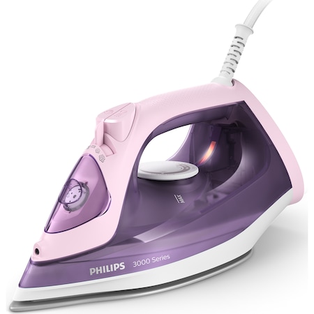 Fier de calcat Philips DST3020/30, 2200 W, capacitate rezervor 300 ml, debit abur 35 g/min, jet de abur 160 g, talpa ceramica, glisor anticalcar,Alb-Mov