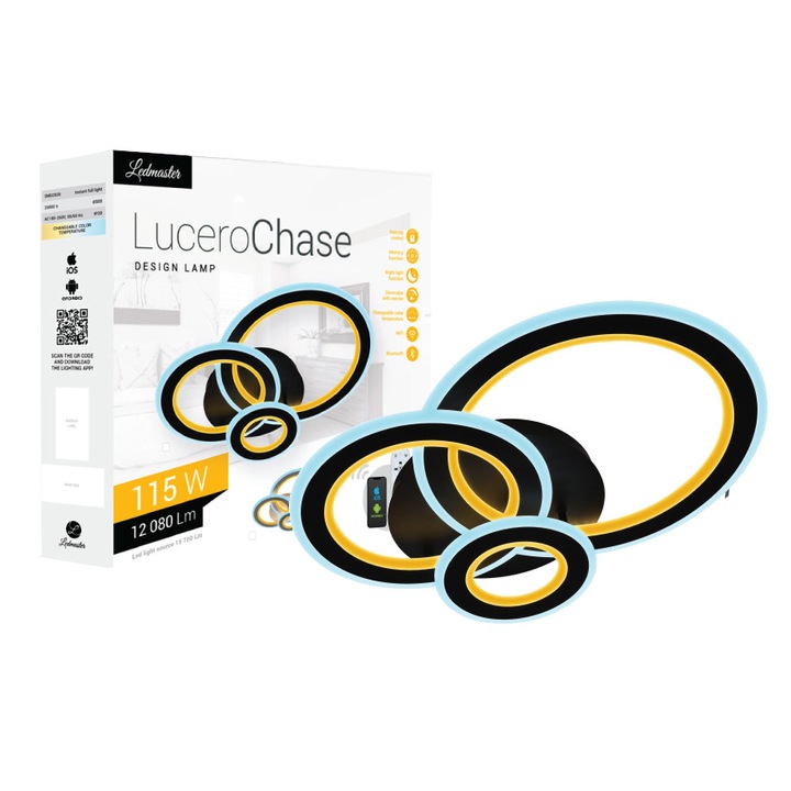 Lucero Chase 115 W-os LED távirányítós mennyezeti lámpa