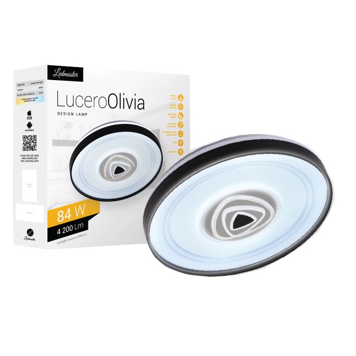 Lucero Olivia 84 W-os LED távirányítós és mobil applikációval vezérelhető mennyezeti lámpa