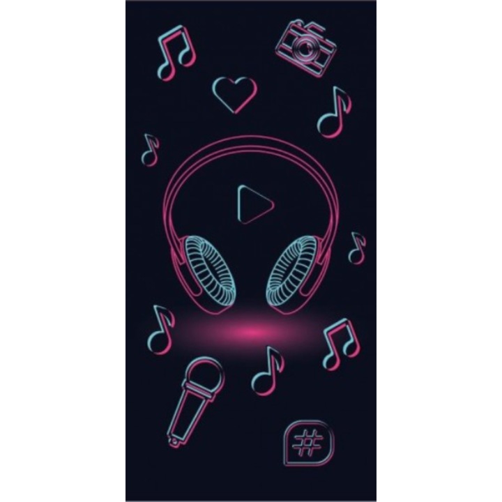 Плажна кърпа, Detexpol, Аудио модел слушалки, Памук, 70x140 см, Многоцветен