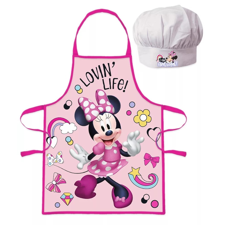 Престилка Javoli, С шапка, За готвене, Детска, Minnie Mouse, 2 части