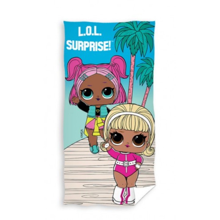 Плажна кърпа, Carbotex, Модел LOL Dolls, Памук, 70x140 см, Многоцветна