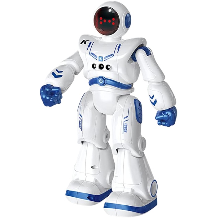 Robot Inteligent JJRC R18 Astronaut Controlabil prin Gesturi, Cu Telecomanda, 27x8.5x16 Cm, 50 de Miscari, Cu Acumulator, Alb Albastru, + 8 Ani