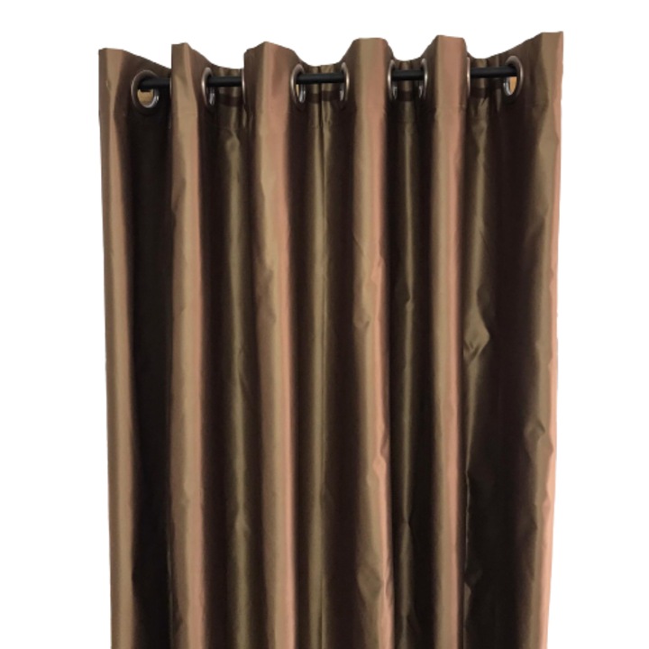 Draperie black out thermo, cu inele, maro satenat, 200 x 160cm