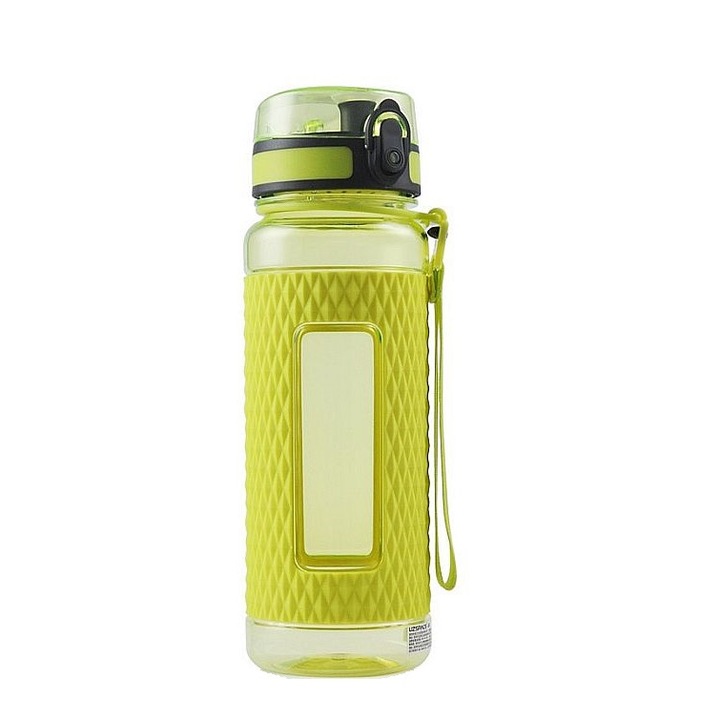 Бутилка за вода Uzspace Sport Tritan, без бисфенол А с капак 800 мл лимоново зелено