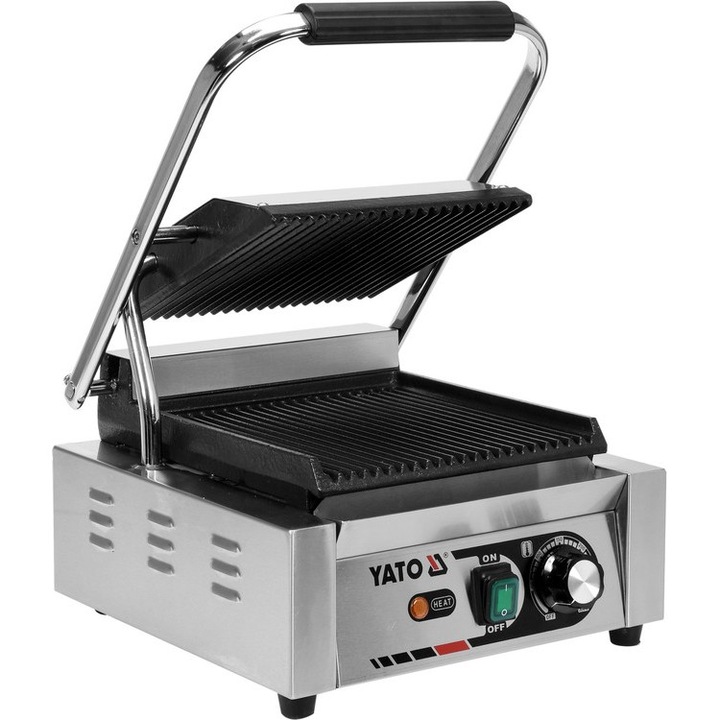 YATO GASTRO Kontaktgrill 440 mm 2200 W bordázott sütőlap
