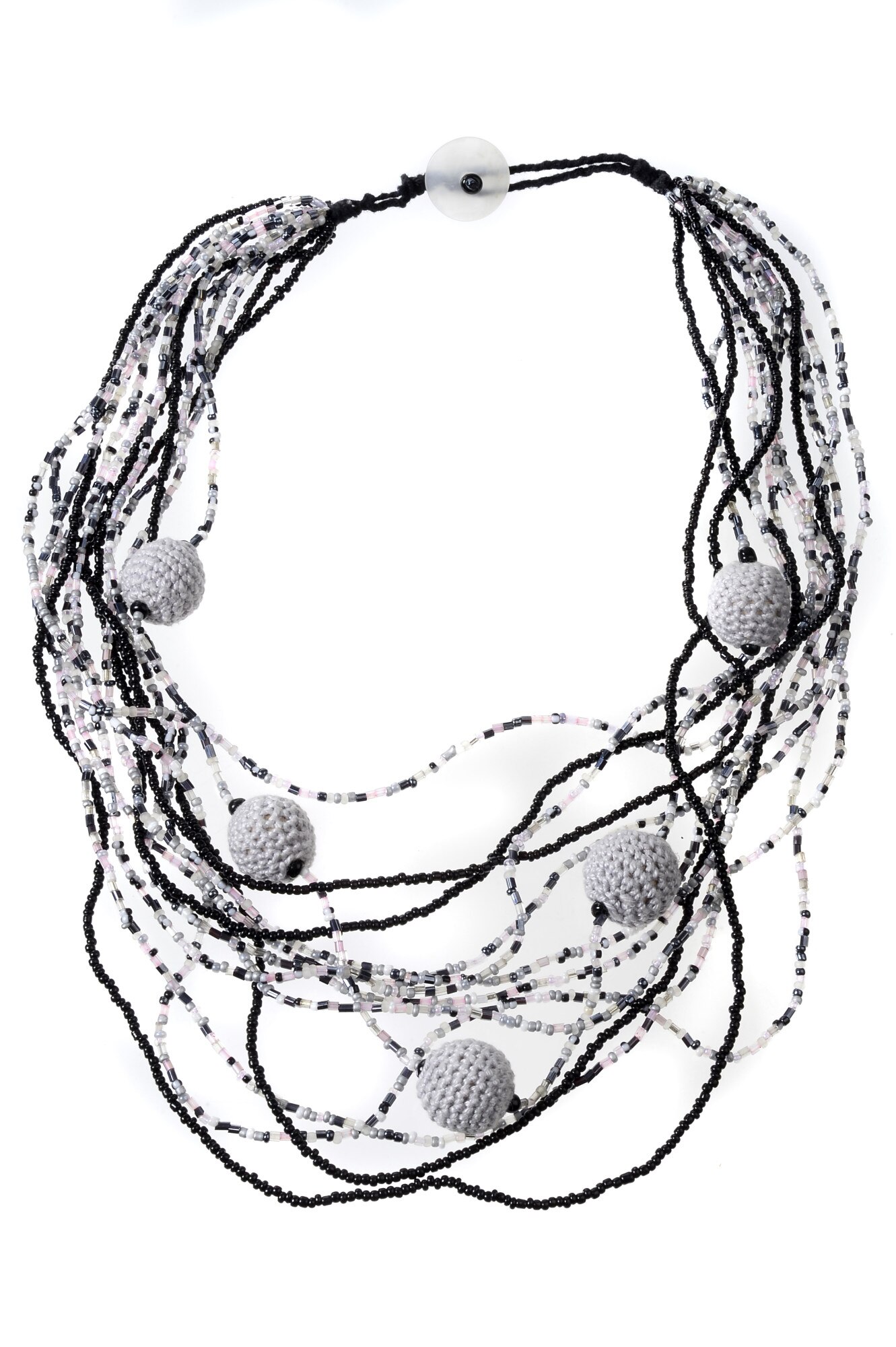 Colier handmade, Gloria Maris, Mar2346 Gri/Negru, 60 cm eMAG.ro