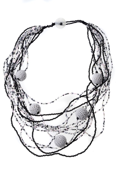 Ръчно изработено колие, Gloria Maris, Mar2346 Сиво/Черно, 60 см