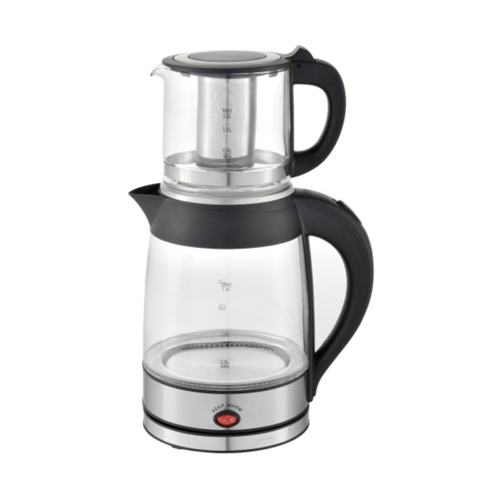Комплект електрическа кана плюс чайник, Сребрист, Мощност 2200W, Капацитет 1.8L и 0.8L / ZLN 4858