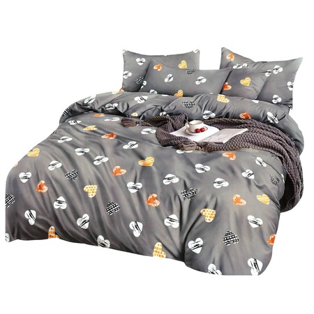 Lenjerie de pat 1 persoana 1225454 Bumbac Gri 160 x 200 cm eMAG ro