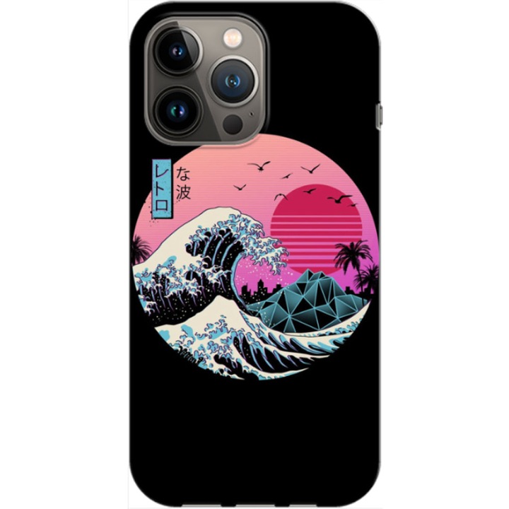 Husa compatibila cu Apple iPhone 14 Pro Max model The great Wave of Kanagawa, Silicon, TPU, Viceversa