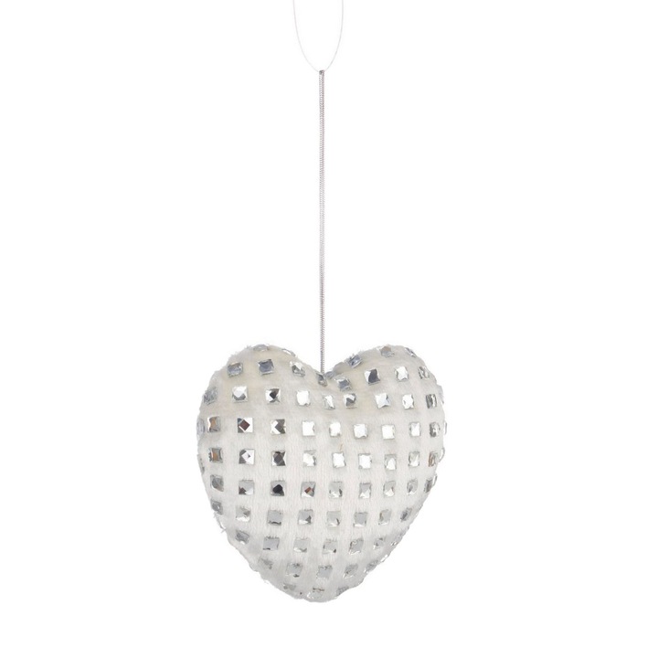 Комплект 8 коледни украшения за елха, Сърца, 10x5x10 см