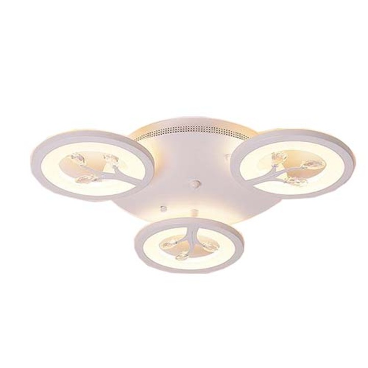 Бял полилей с 3 кръга, LED с дистанционно управление, топла/студена светлина, мощност 60W