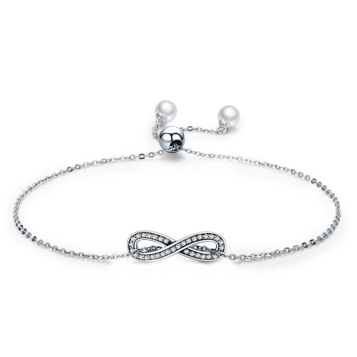 Bratara din Argint cu cristale Zirconiu, placata cu Rodiu, Simple Infinity