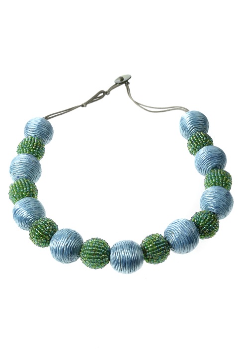 Colier din margele si paie, Gloria Maris, Mar935 Verde, 50 cm