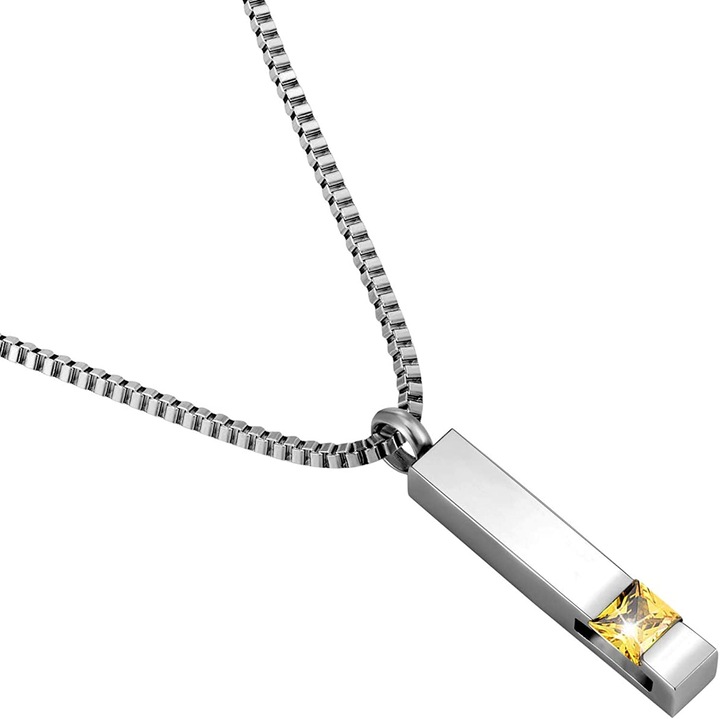 Colier unisex, Inox/Zirconiu, Argintiu/Galben