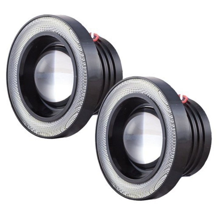 Set 2 proiectoare 89 mm angel eyes cu led drl lumina alba