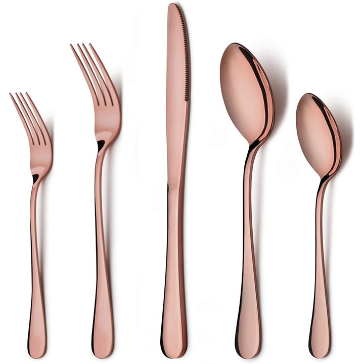 Set tacamuri, Rose red, otel inoxidabil, 25 piese, cupru