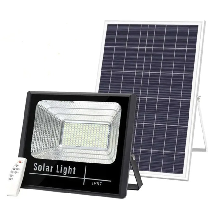 Proiector 300W, 780 LED, cu Panou Solar individual si telecomanda, negru
