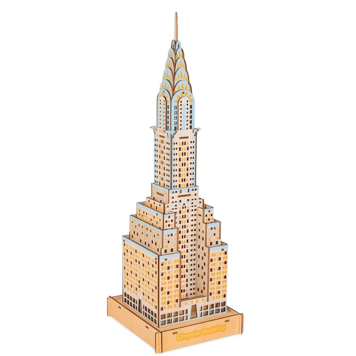 Set 76 piese de construit din lemn, Constructie 3D Chrysler Building, + 14 ani