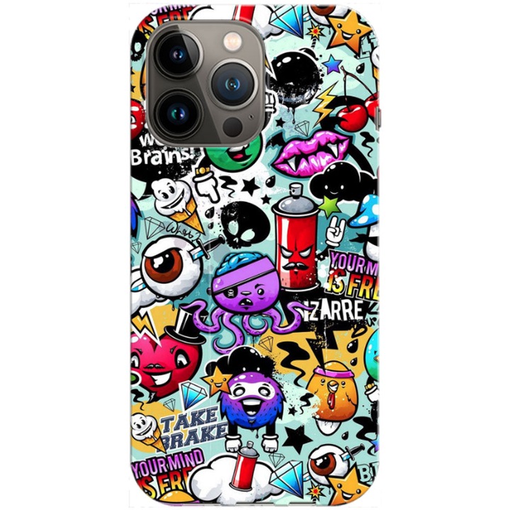 Husa compatibila cu Apple iPhone 14 Pro Max model Graffity, Silicon, TPU, Viceversa