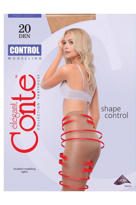Чорапогащник Conte Elegant Control, 20 Den, Тънък, Оформящ, Шад