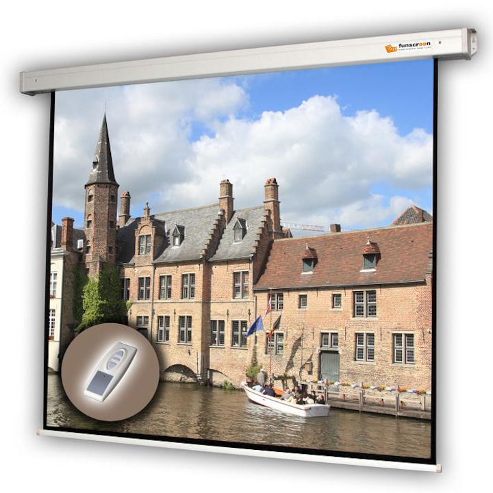 Проекторен екран Funscreen, Моторизиран, С възможност за стенен монтаж, 183x244 см 4:3